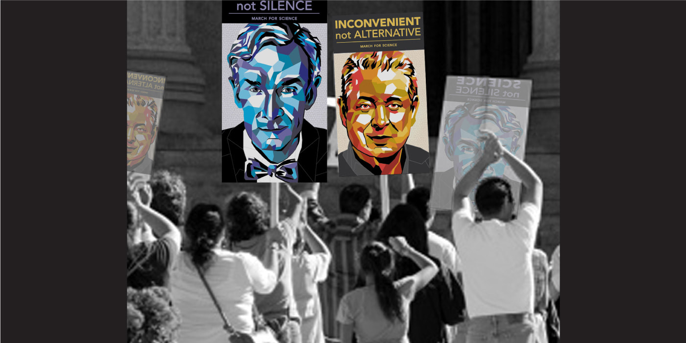 mockup of posters at a protest